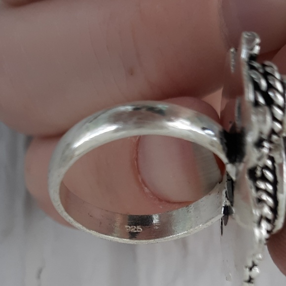 New Amazing Abalone Shell and Blue Quartz 925 Silver Ring. - Picture 8 of 8